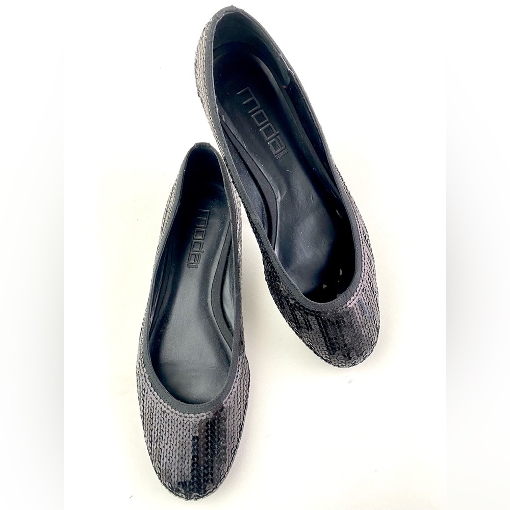 Moda Black Sequin Ballet Flats • Size 8 • Holiday Favorites!